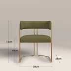 Juliana Carver Dining Chair | Moss Green Sustainable Mohair Velvet & Brass