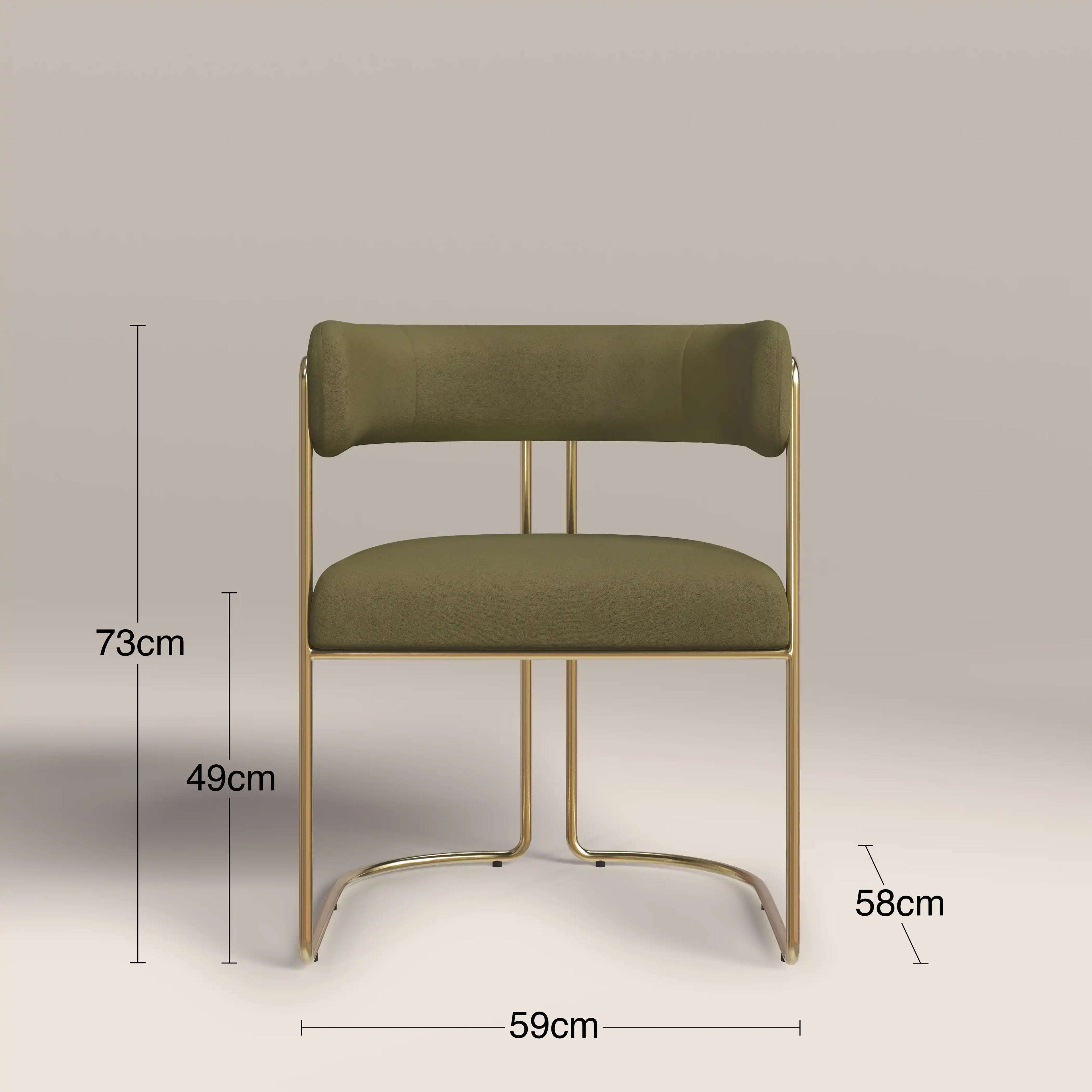 Juliana Carver Dining Chair | Moss Green Sustainable Mohair Velvet & Brass
