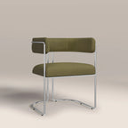 Juliana Carver Dining Chair | Moss Green Sustainable Mohair Velvet & Chrome