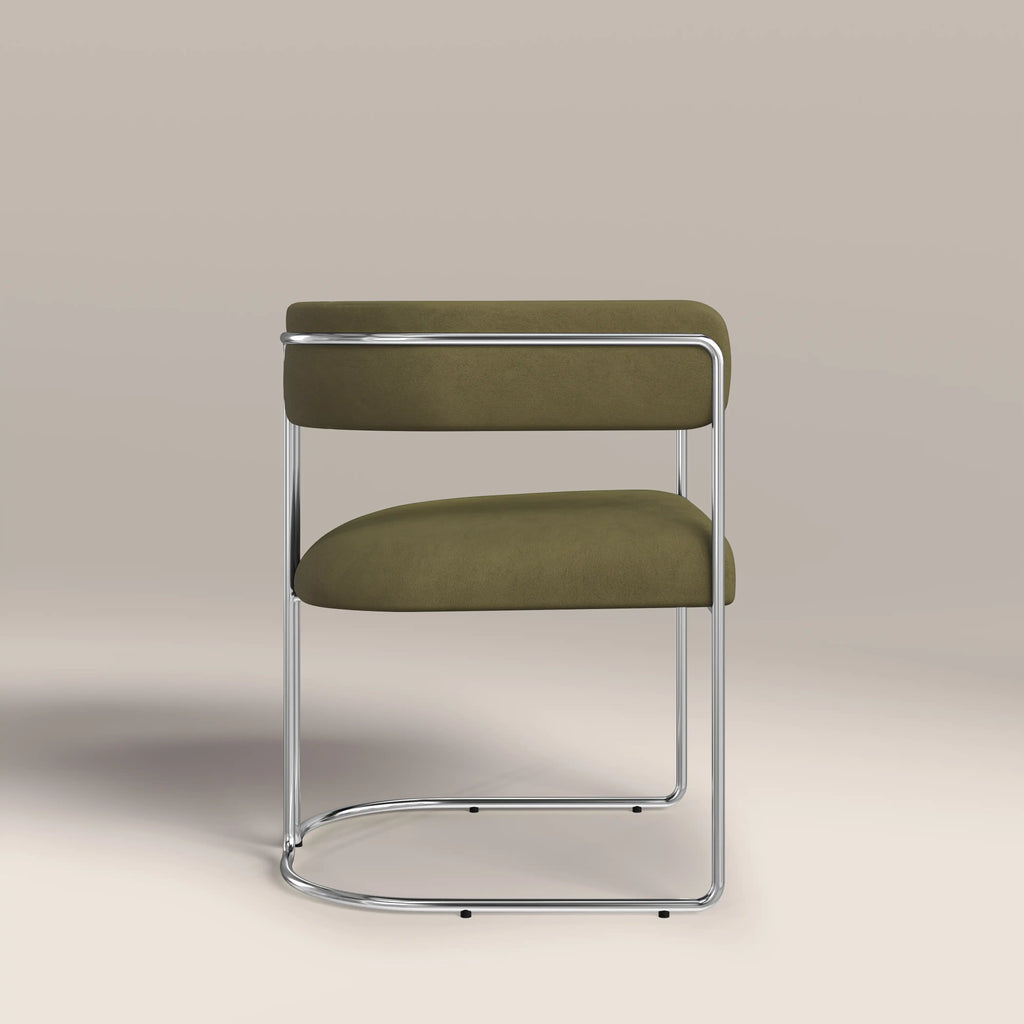 Juliana Carver Dining Chair | Moss Green Sustainable Mohair Velvet & Chrome