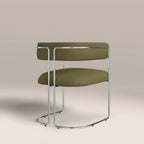 Juliana Carver Dining Chair | Moss Green Sustainable Mohair Velvet & Chrome