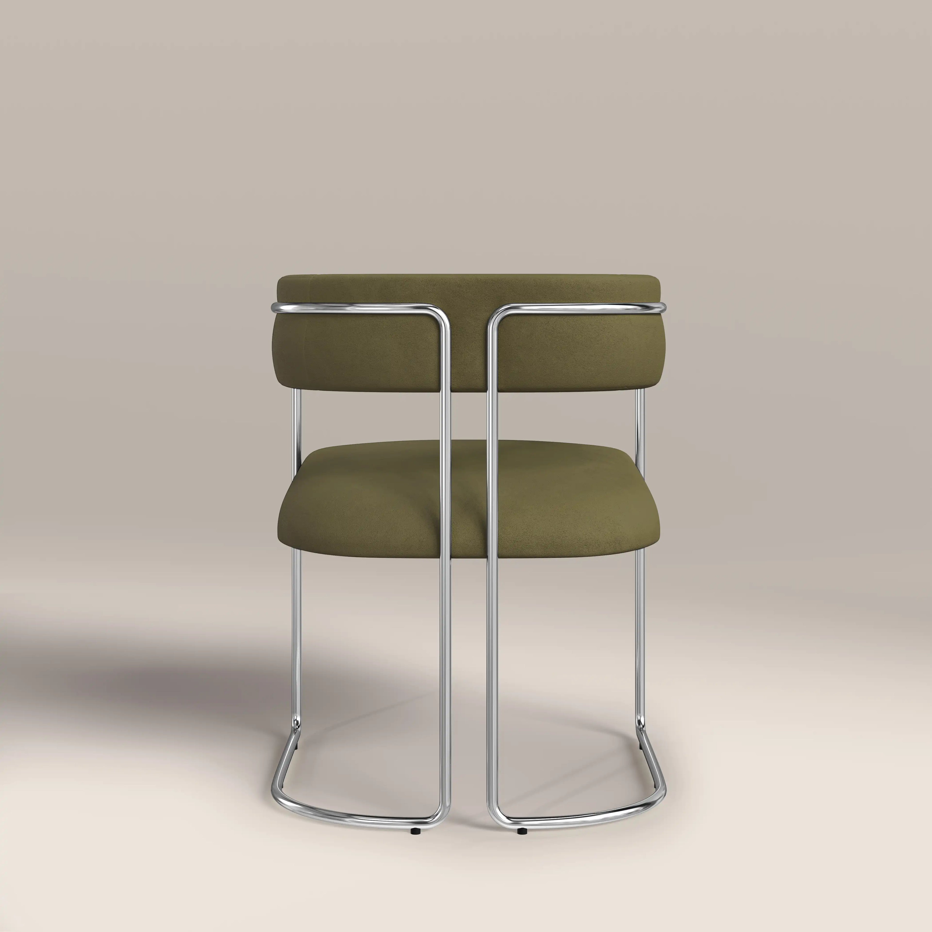 Juliana Carver Dining Chair | Moss Green Sustainable Mohair Velvet & Chrome