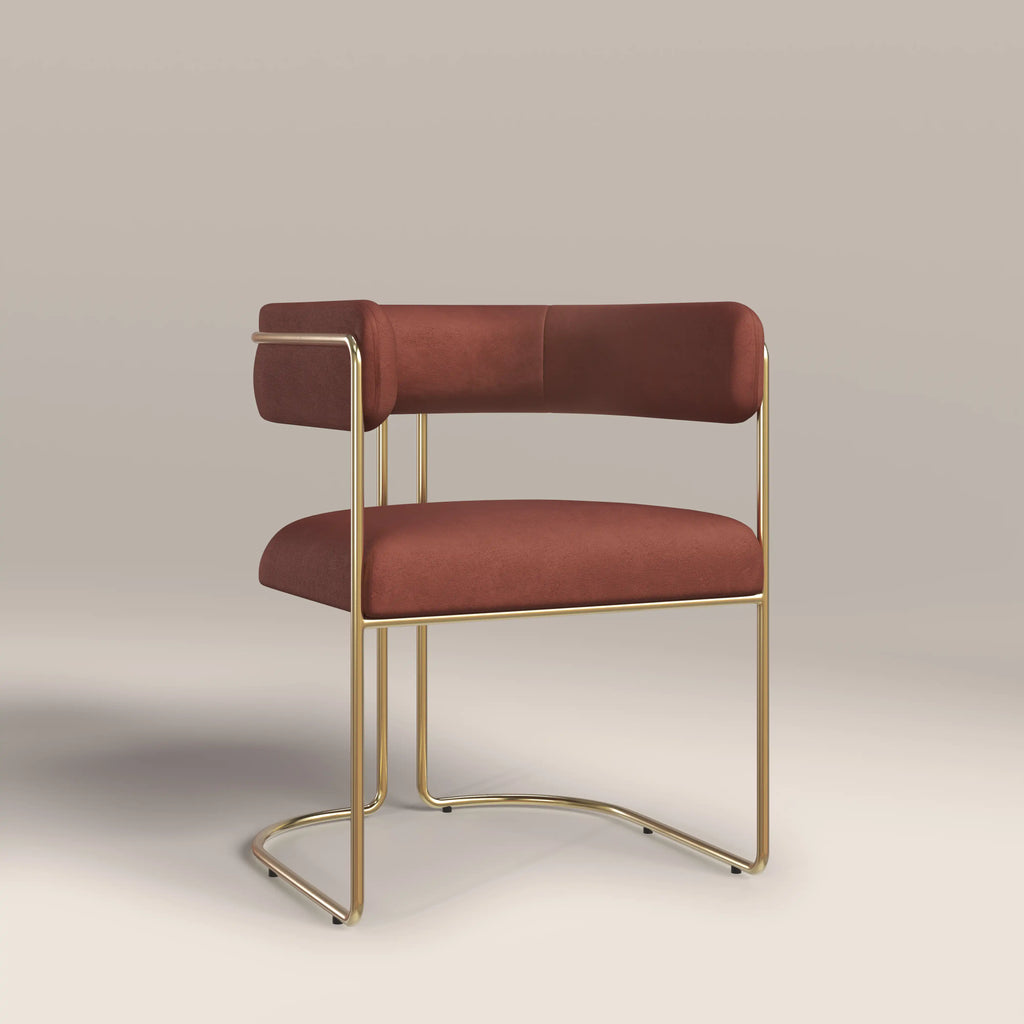 Juliana Carver Dining Chair | Rust Red Sustainable Velvet & Brass