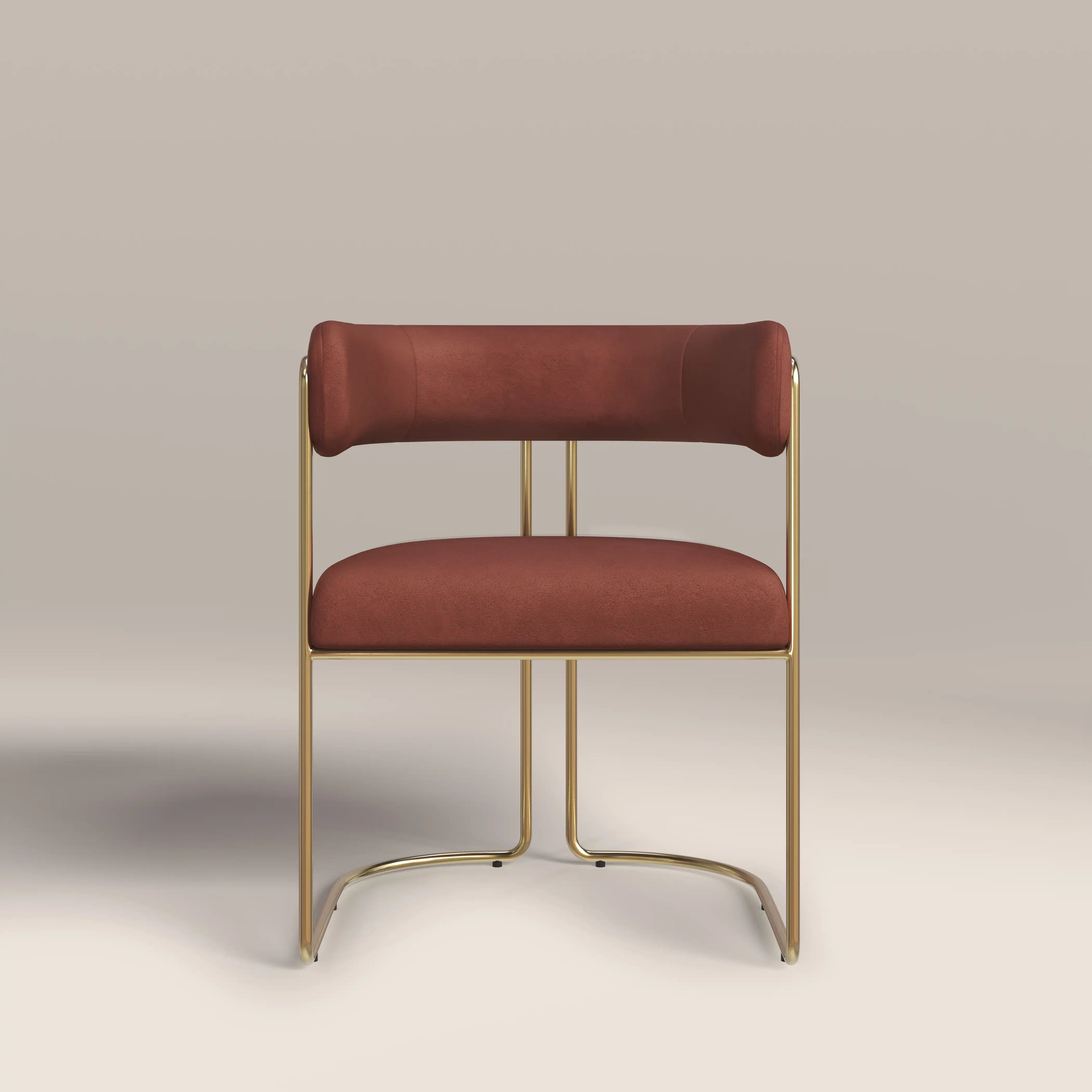 Juliana Carver Dining Chair | Rust Red Sustainable Velvet & Brass