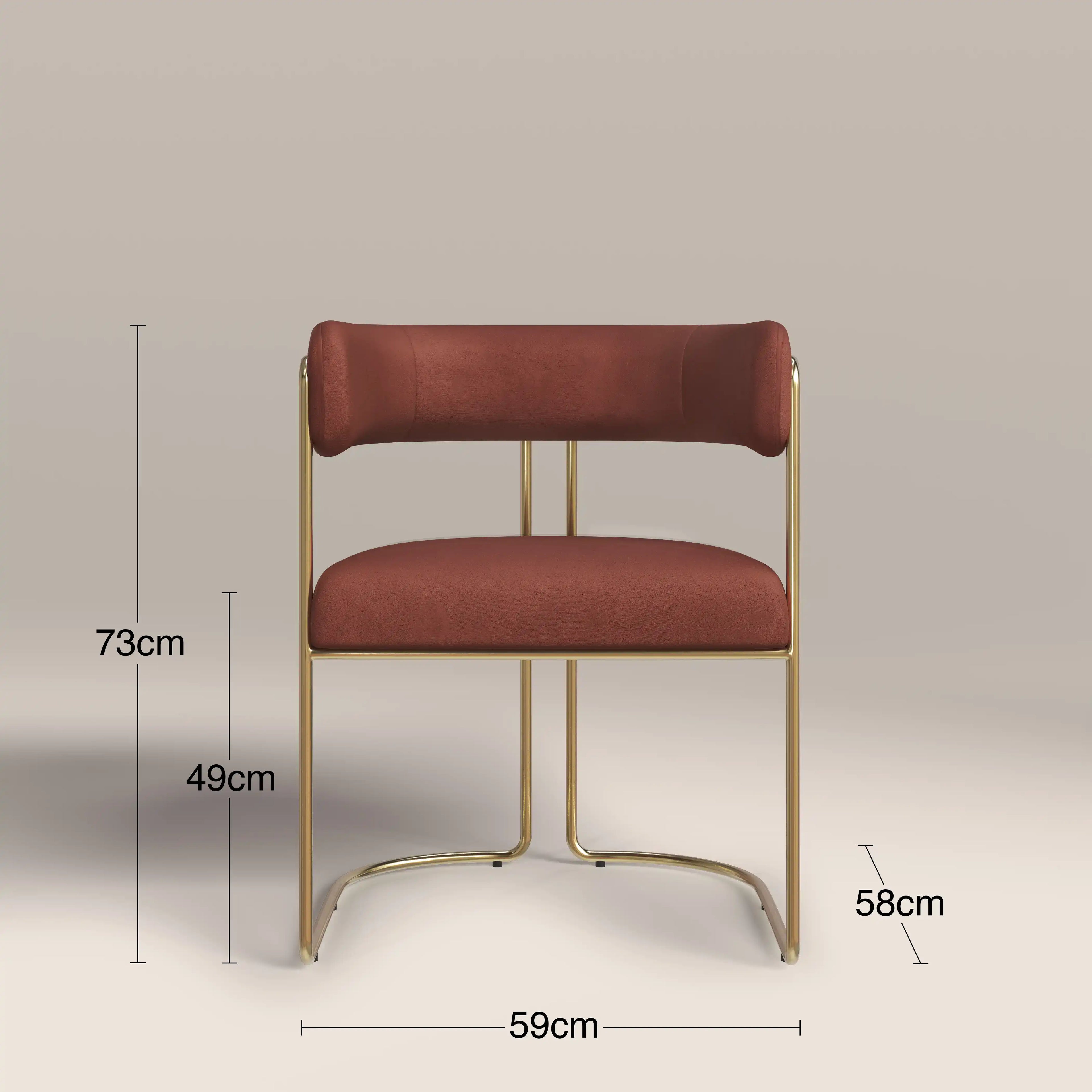 Juliana Carver Dining Chair | Rust Red Sustainable Velvet & Brass