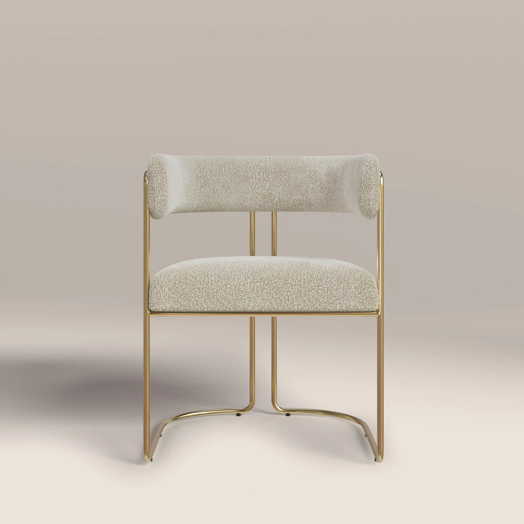 Juliana Carver Dining Chair | Speckled Stone Sustainable Boucle & Brass