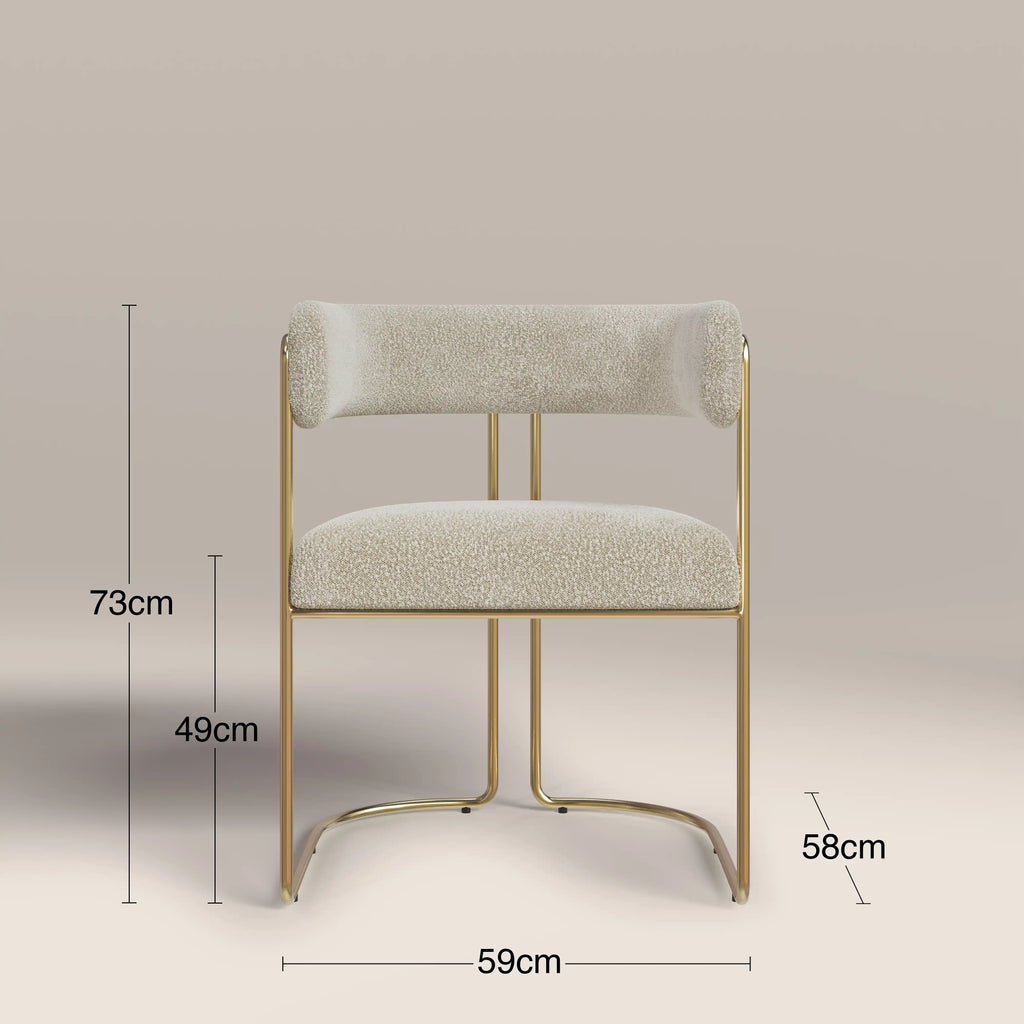 Juliana Carver Dining Chair | Speckled Stone Sustainable Boucle & Brass