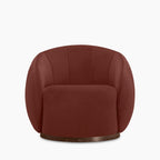 Emile Swivel Armchair | Rust Red Sustainable Velvet & Walnut