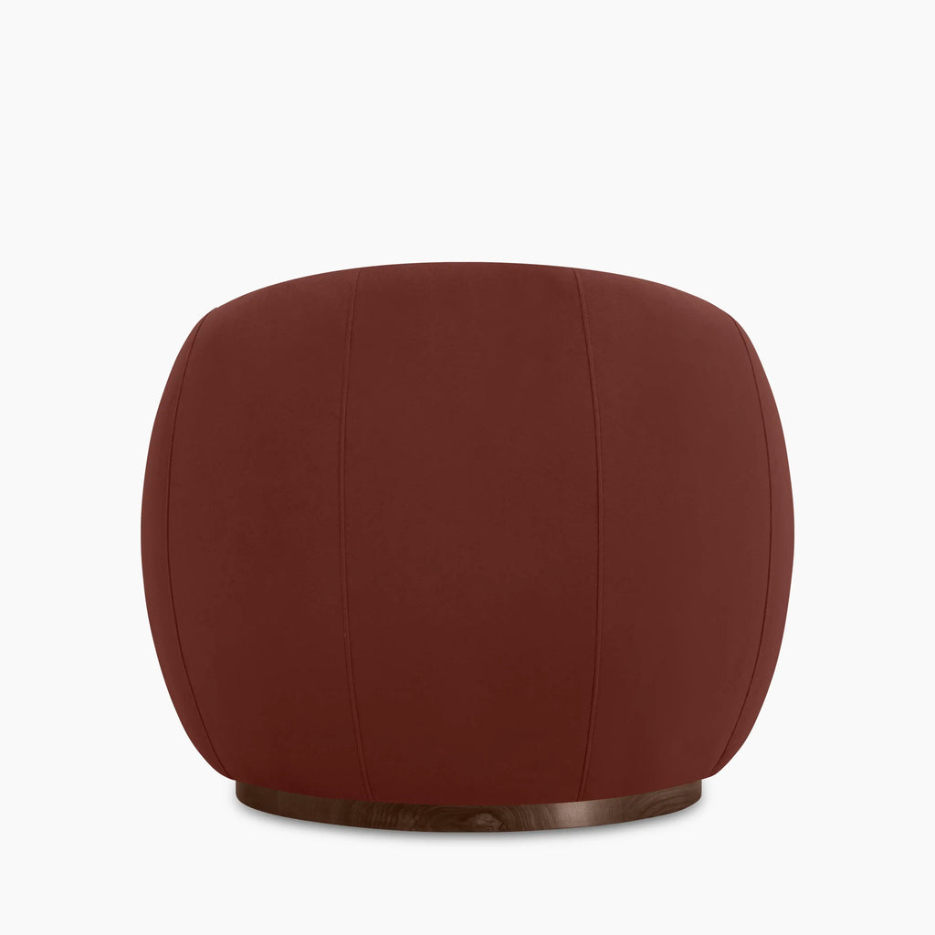 Emile Swivel Armchair | Rust Red Sustainable Velvet & Walnut