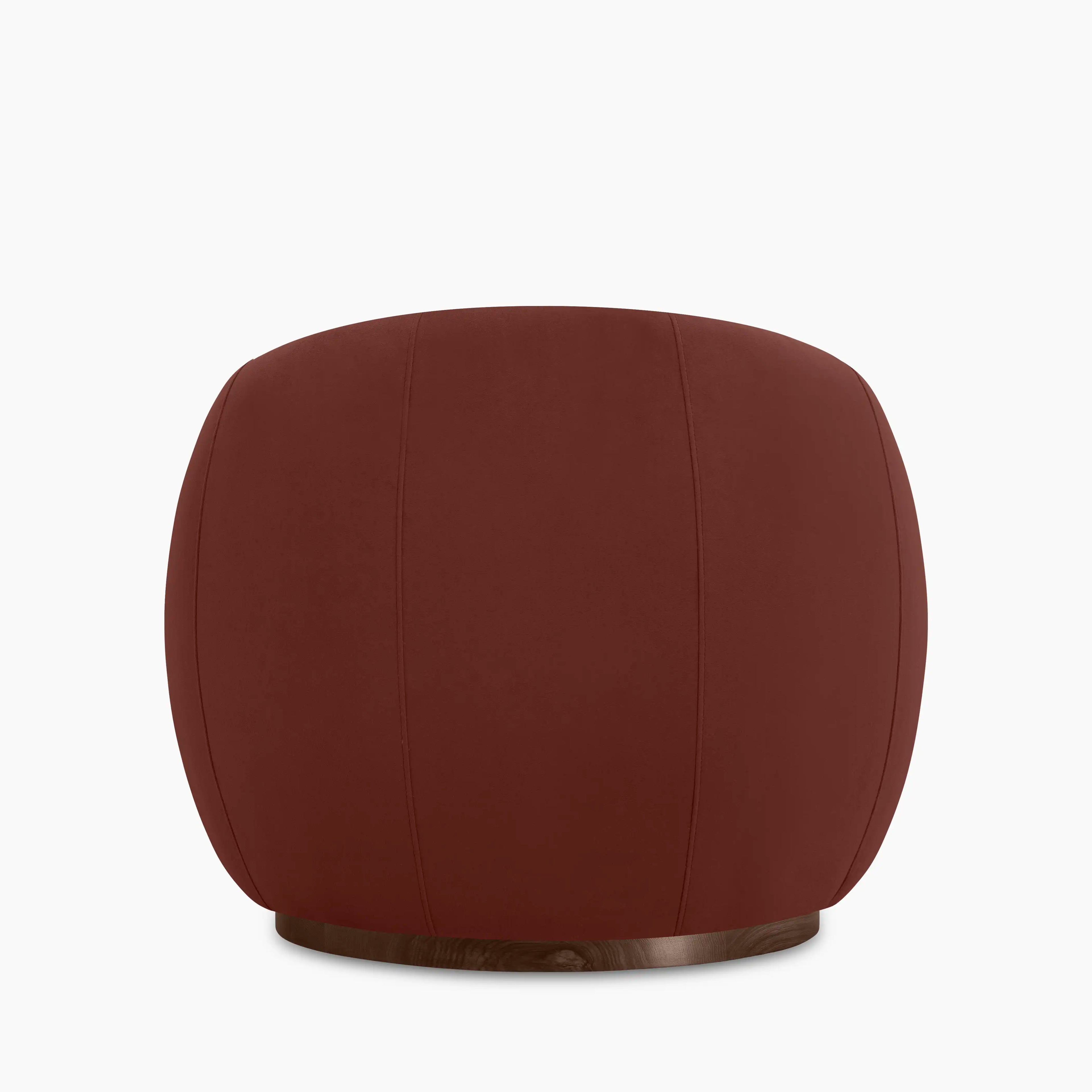 Emile Swivel Armchair | Rust Red Sustainable Velvet & Walnut