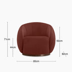 Emile Swivel Armchair | Rust Red Sustainable Velvet & Walnut