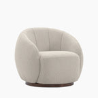 Emile Swivel Armchair | Speckled Stone Sustainable Boucle & Walnut