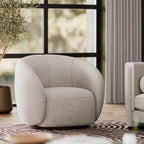 Emile Swivel Armchair | Speckled Stone Sustainable Boucle & Walnut