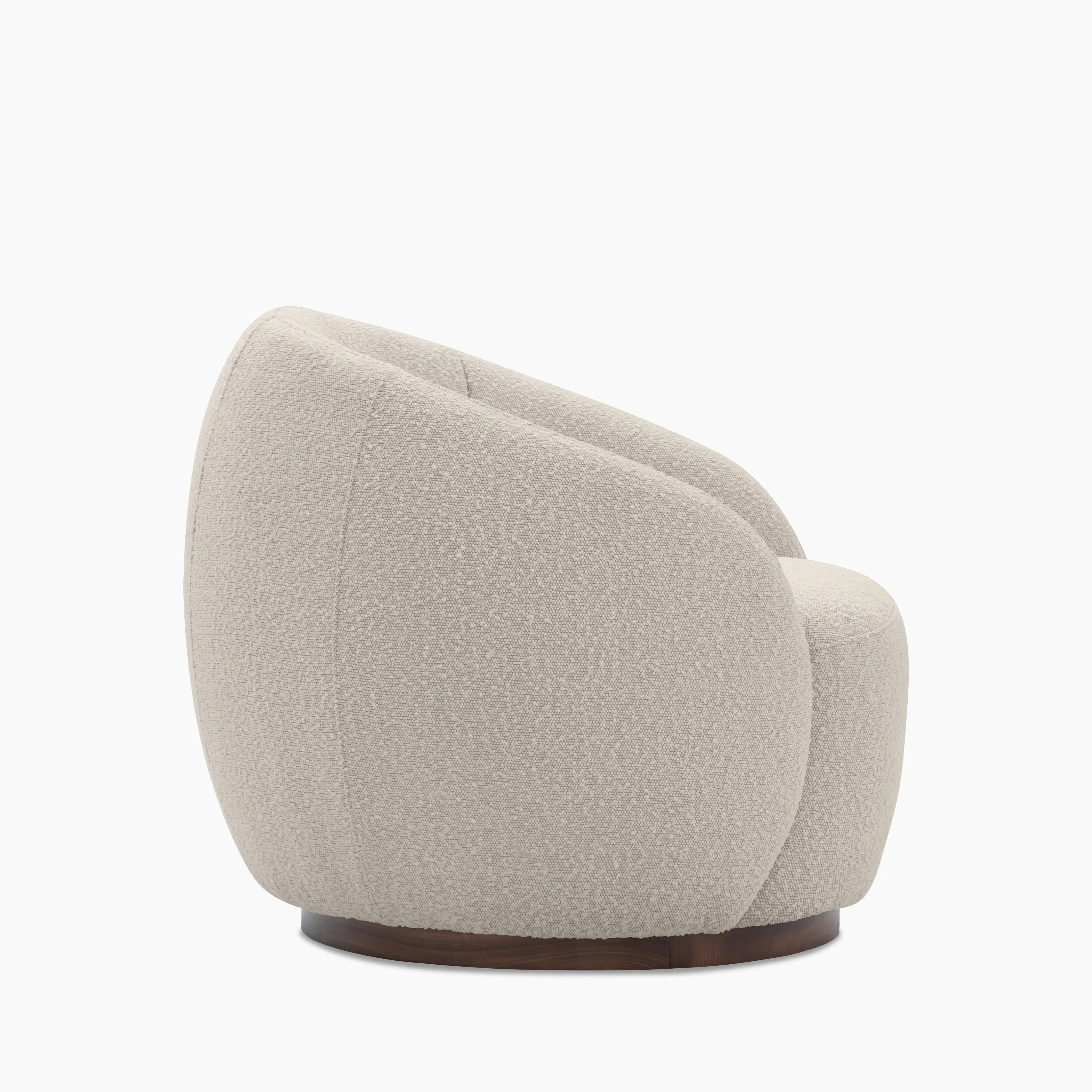Emile Swivel Armchair | Speckled Stone Sustainable Boucle & Walnut