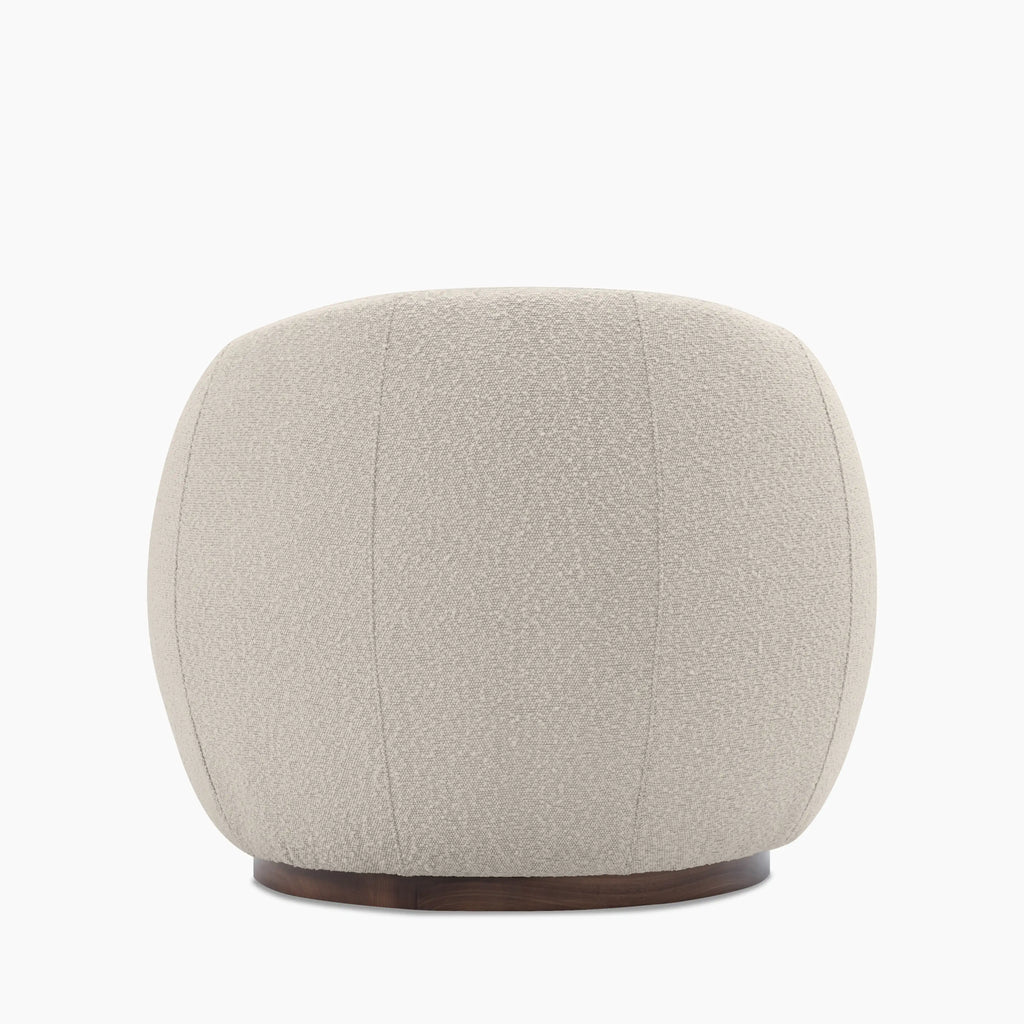 Emile Swivel Armchair | Speckled Stone Sustainable Boucle & Walnut