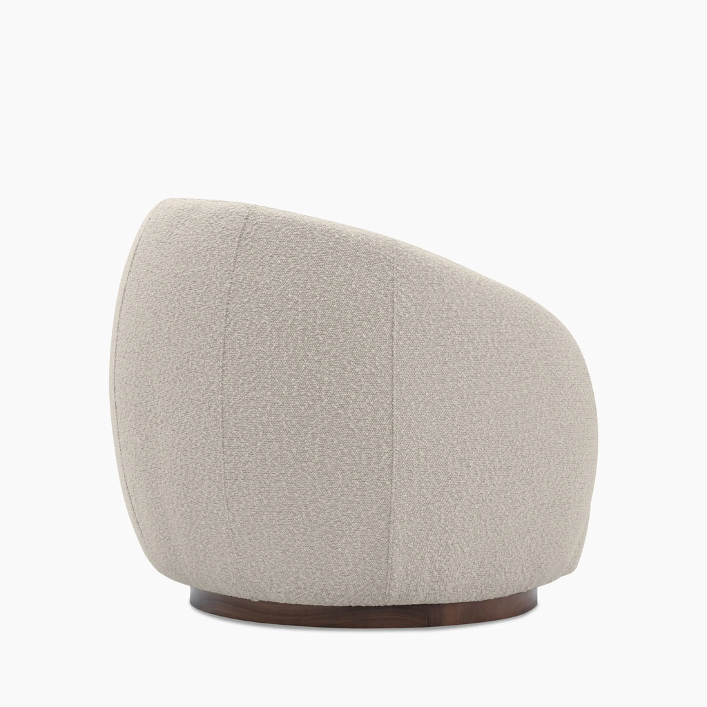 Emile Swivel Armchair | Speckled Stone Sustainable Boucle & Walnut