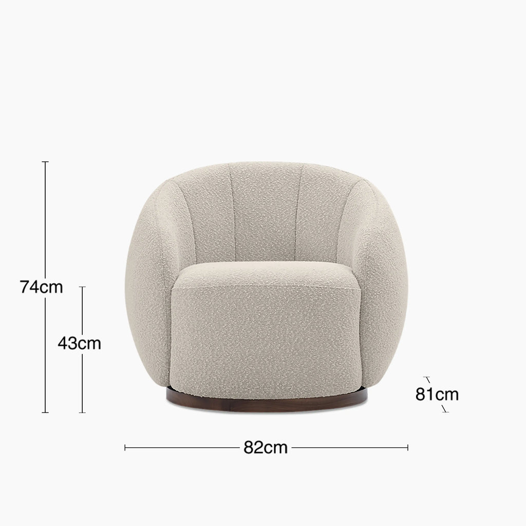 Emile Swivel Armchair | Speckled Stone Sustainable Boucle & Walnut
