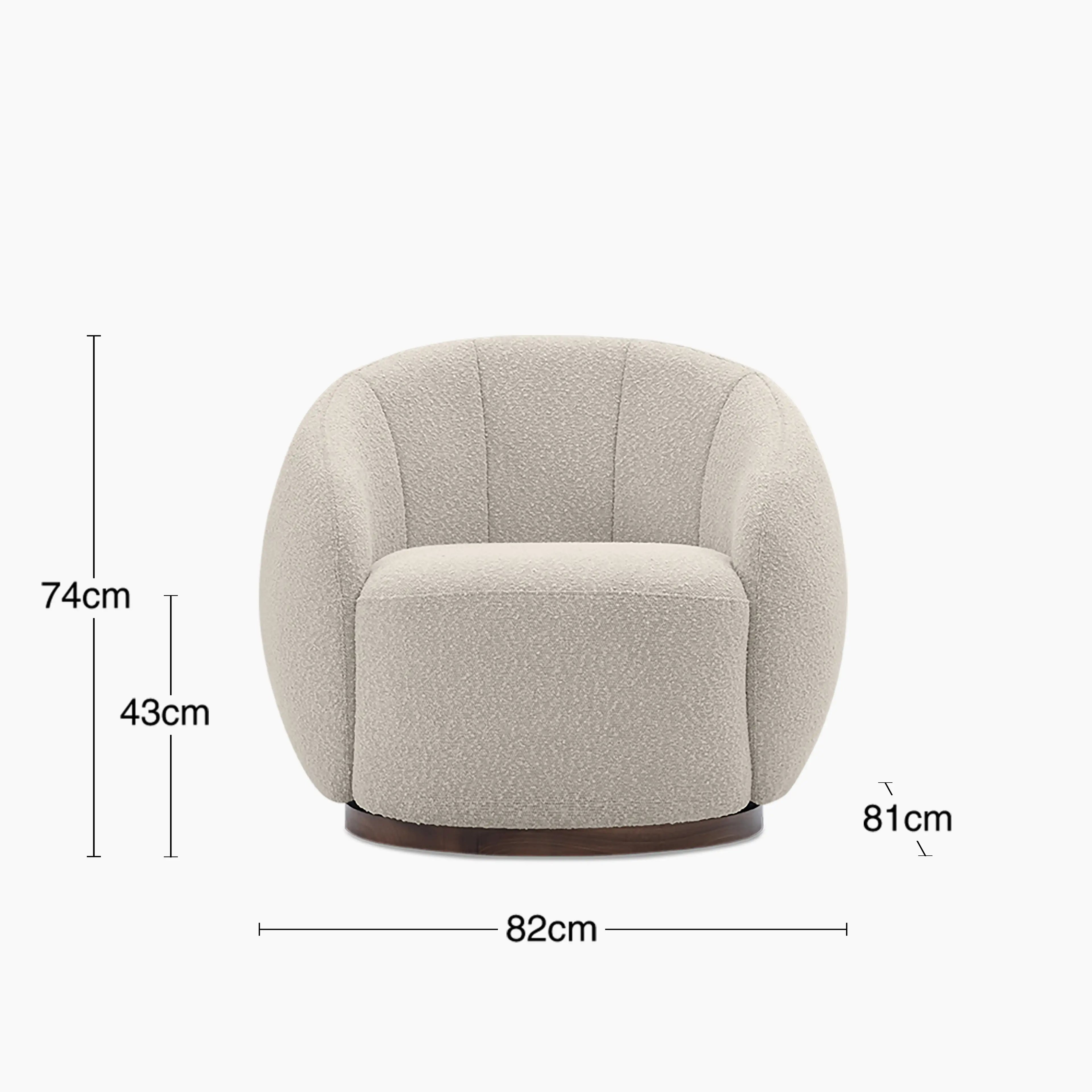 Emile Swivel Armchair | Speckled Stone Sustainable Boucle & Walnut