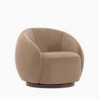 Emile Swivel Armchair | Taupe Sustainable Velvet & Walnut & Walnut