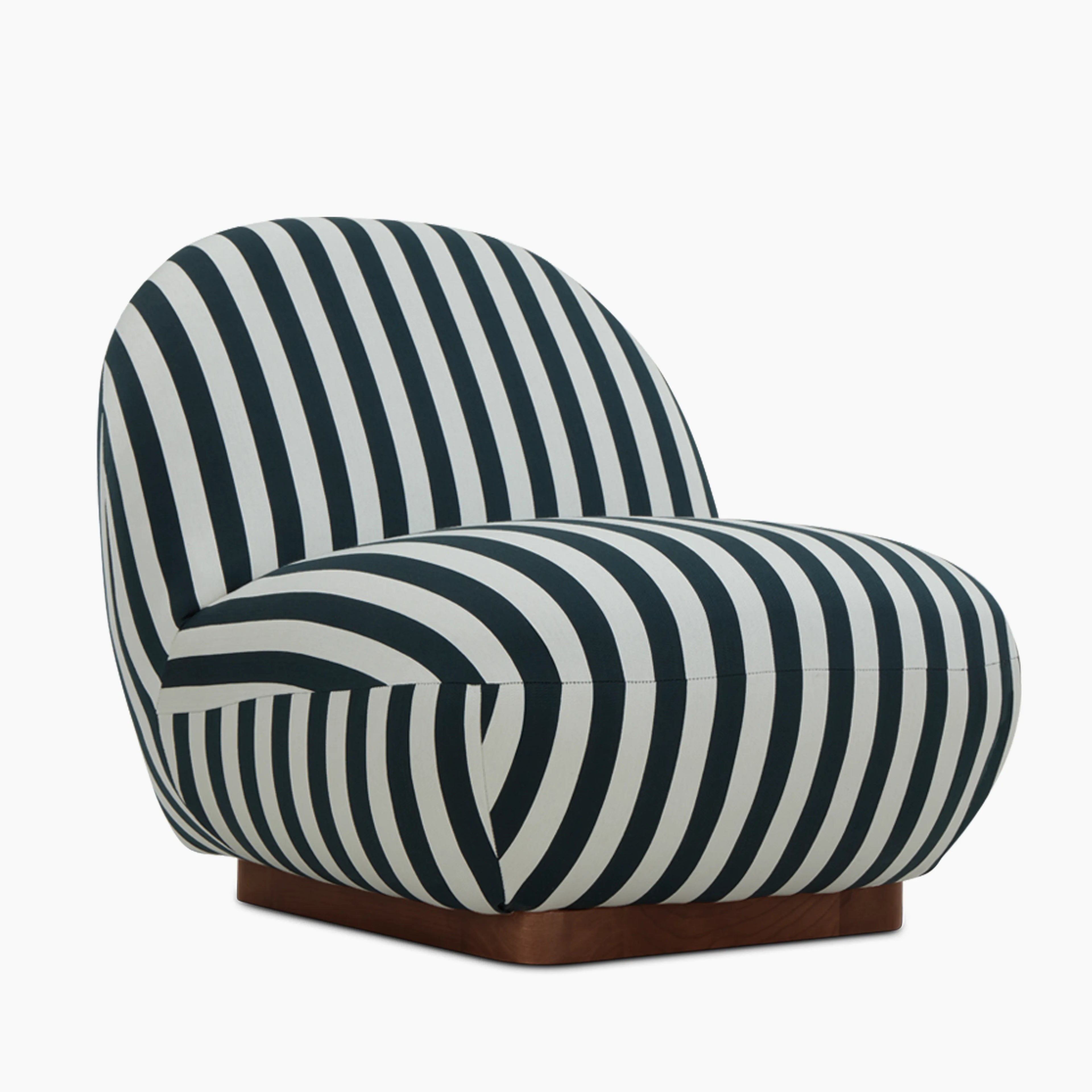Erin Armchair | Striped Fabric & Walnut