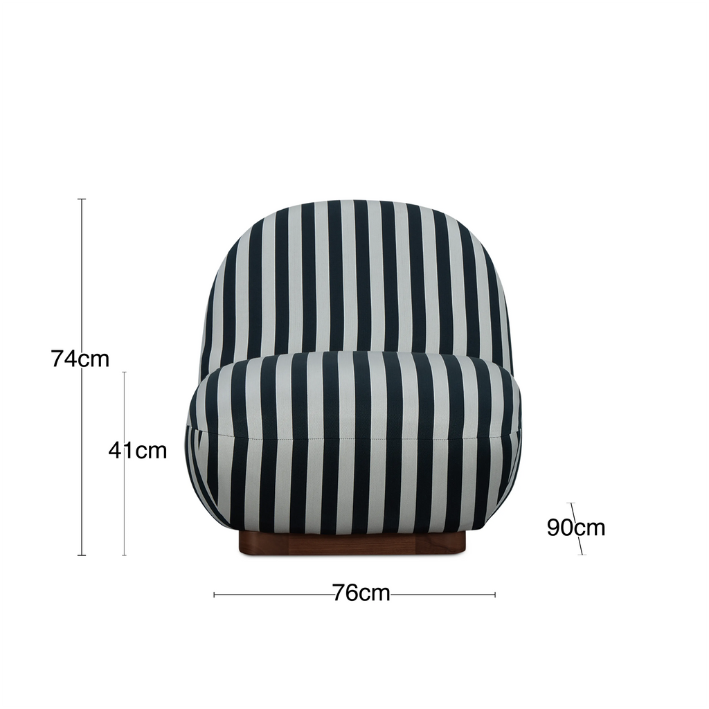 Erin Armchair | Striped Fabric & Walnut