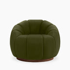 Ivy Swivel Armchair | Olive Green Sustainable Velvet & Walnut