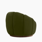 Ivy Swivel Armchair | Olive Green Sustainable Velvet & Walnut