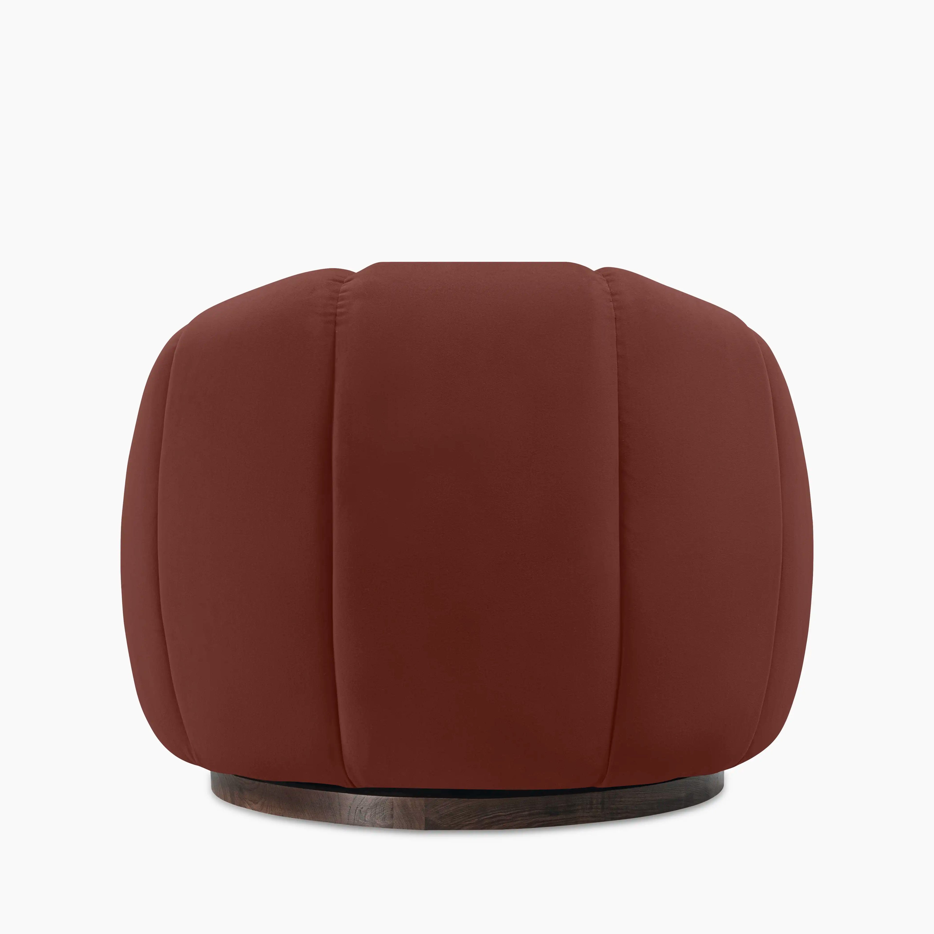 Ivy Swivel Armchair | Rust Red Sustainable Velvet & Walnut