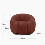 Ivy Swivel Armchair | Rust Red Sustainable Velvet & Walnut