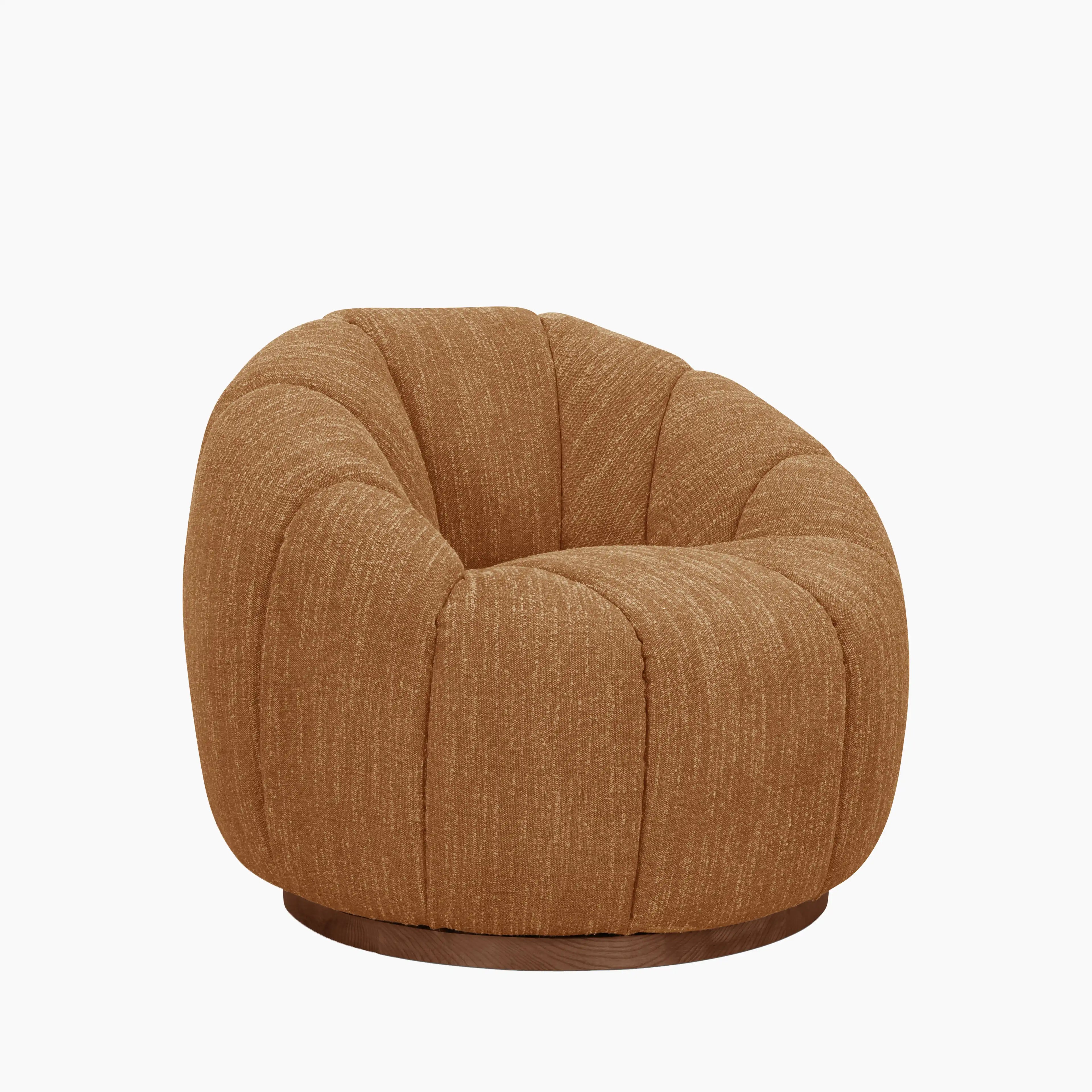 Ivy Swivel Armchair | Speckled Honey Sustainable Boucle & Walnut