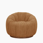 Ivy Swivel Armchair | Speckled Honey Sustainable Boucle & Walnut