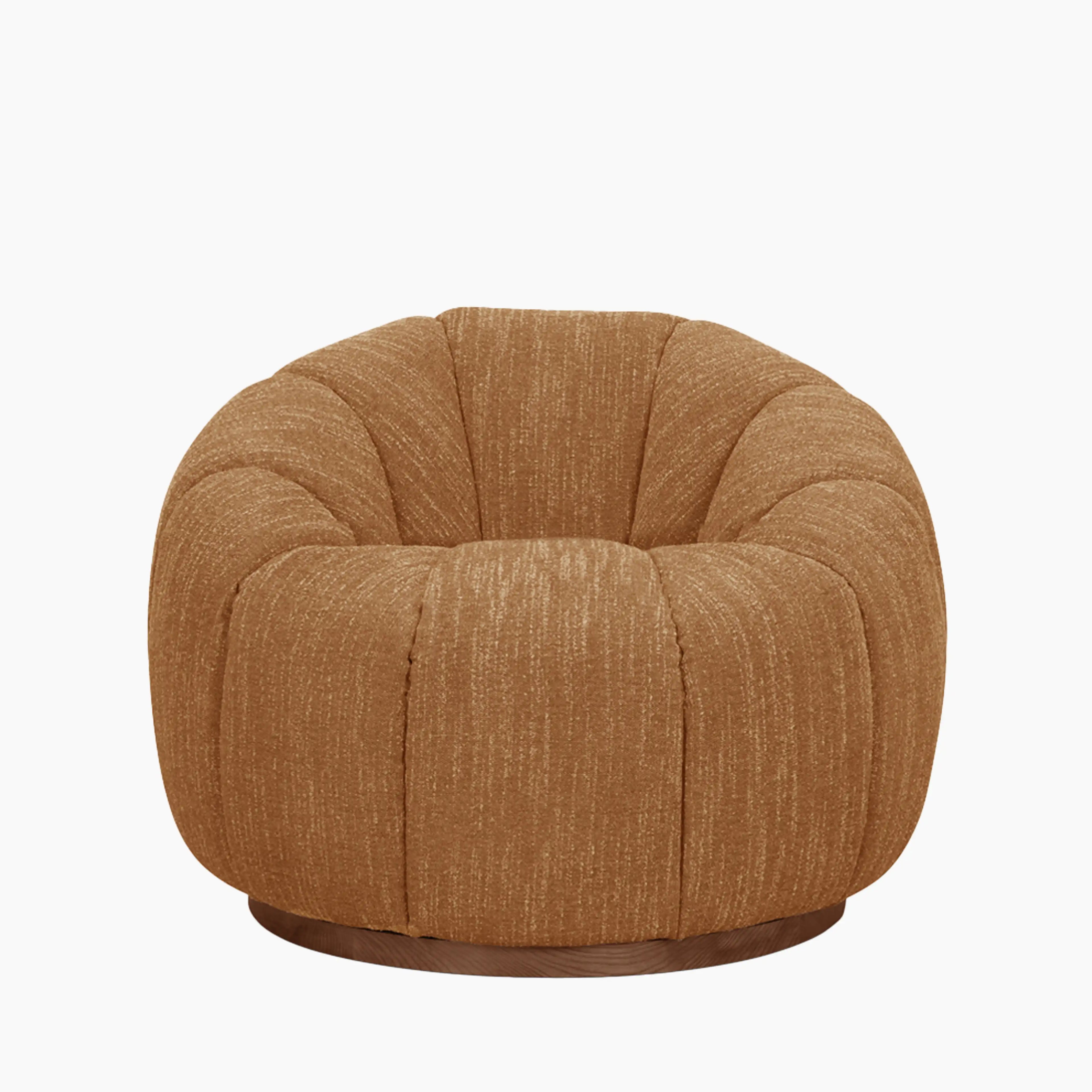 Ivy Swivel Armchair | Speckled Honey Sustainable Boucle & Walnut