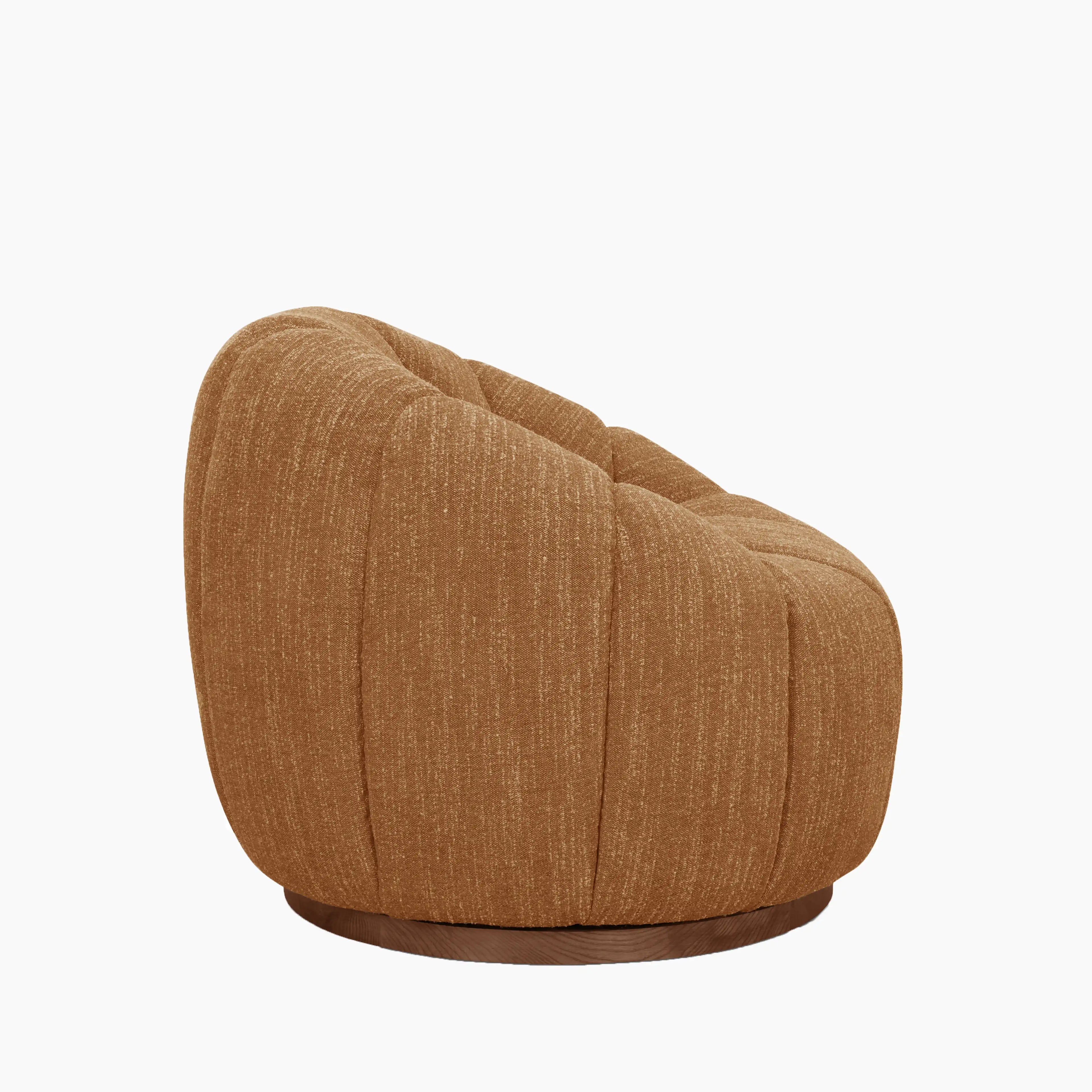 Ivy Swivel Armchair | Speckled Honey Sustainable Boucle & Walnut