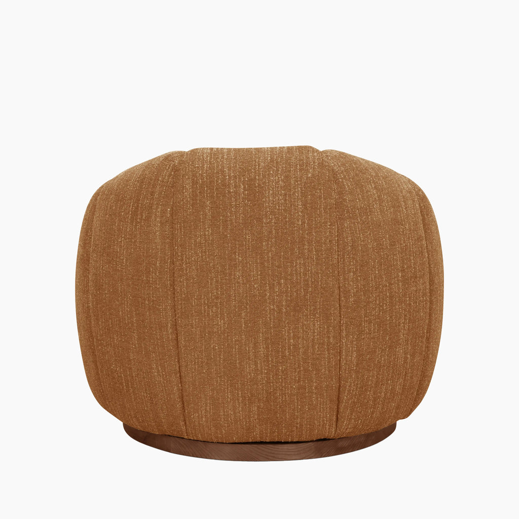 Ivy Swivel Armchair | Speckled Honey Sustainable Boucle & Walnut