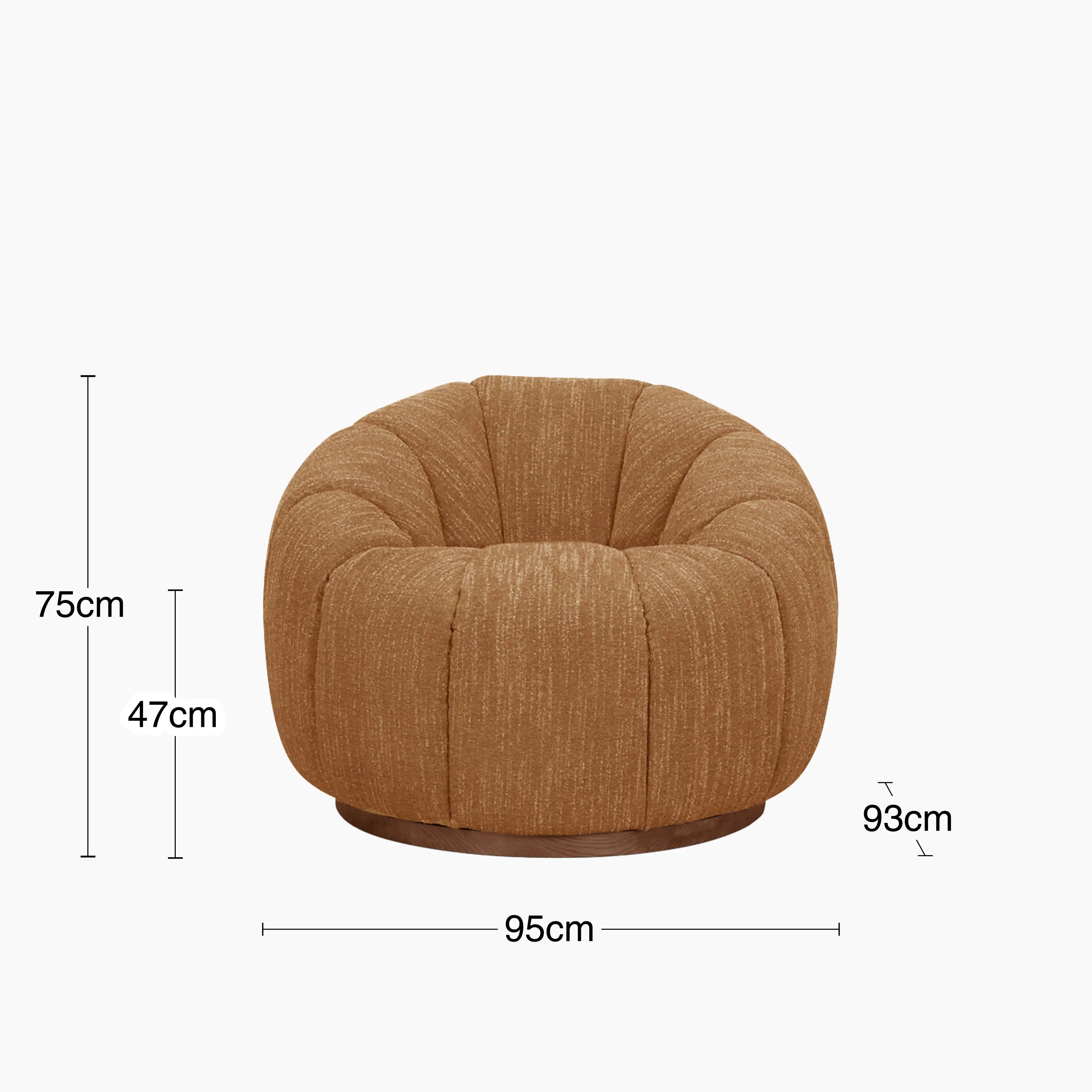 Ivy Swivel Armchair | Speckled Honey Sustainable Boucle & Walnut