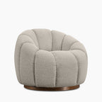 Ivy Swivel Armchair | Speckled Stone Sustainable Boucle & Walnut
