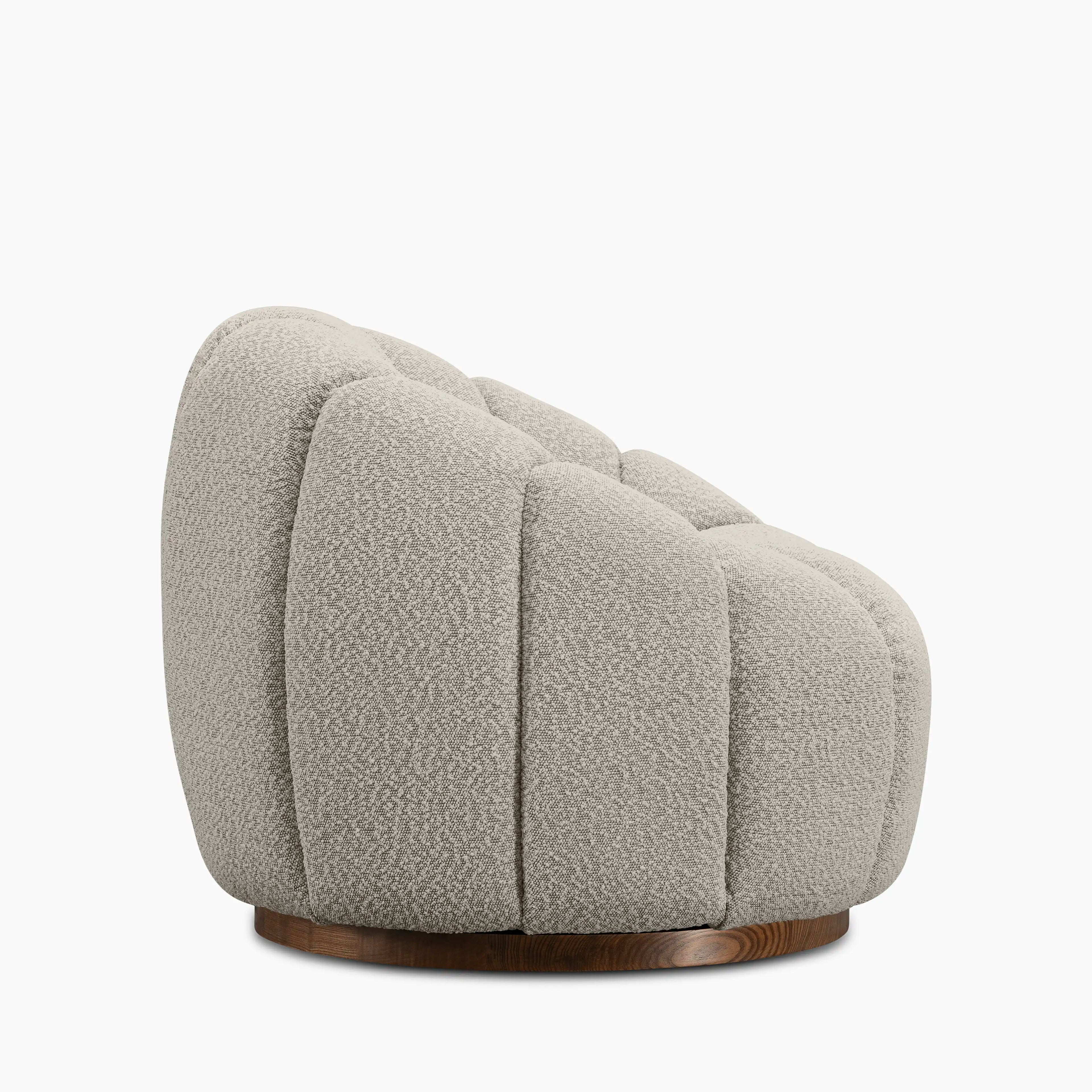 Ivy Swivel Armchair | Speckled Stone Sustainable Boucle & Walnut
