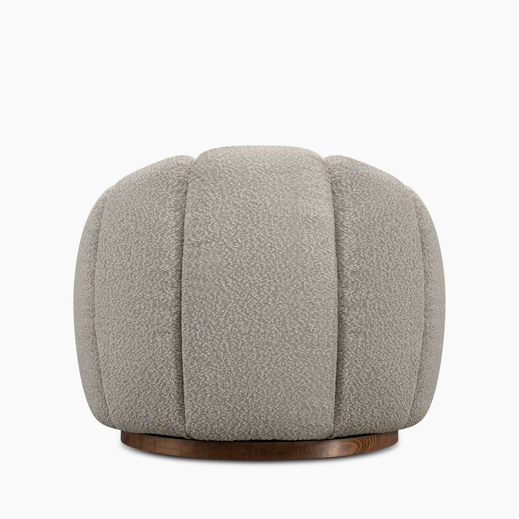 Ivy Swivel Armchair | Speckled Stone Sustainable Boucle & Walnut