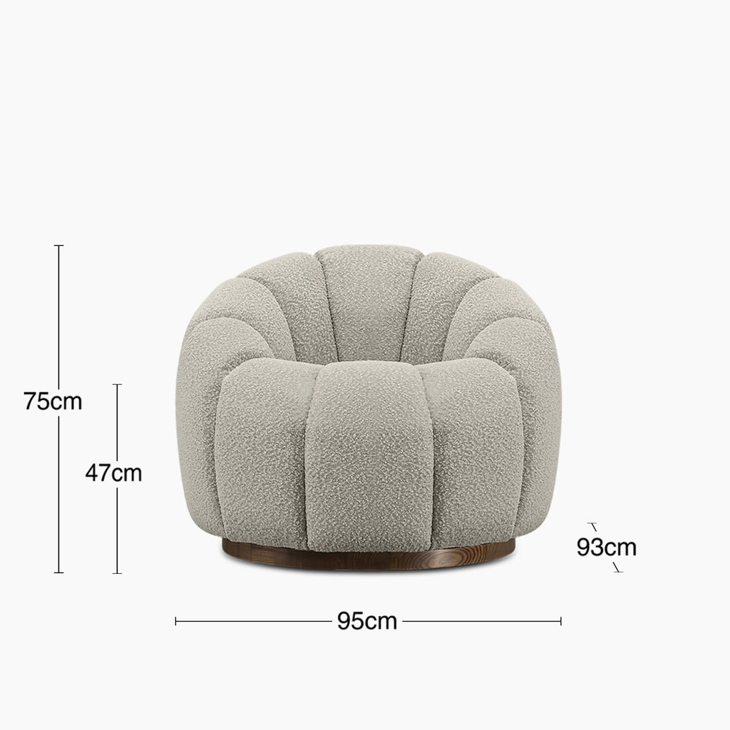 Ivy Swivel Armchair | Speckled Stone Sustainable Boucle & Walnut
