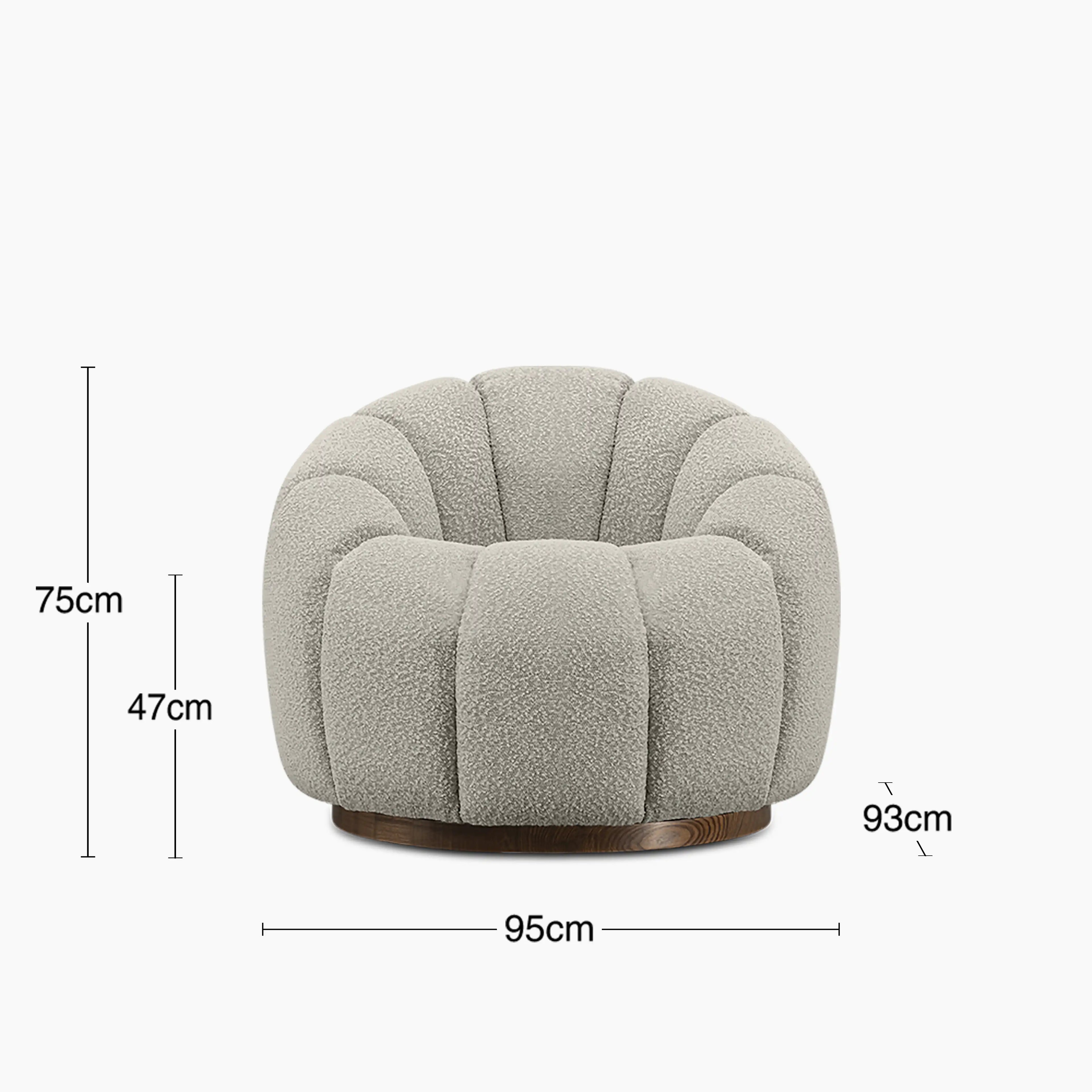 Ivy Swivel Armchair | Speckled Stone Sustainable Boucle & Walnut