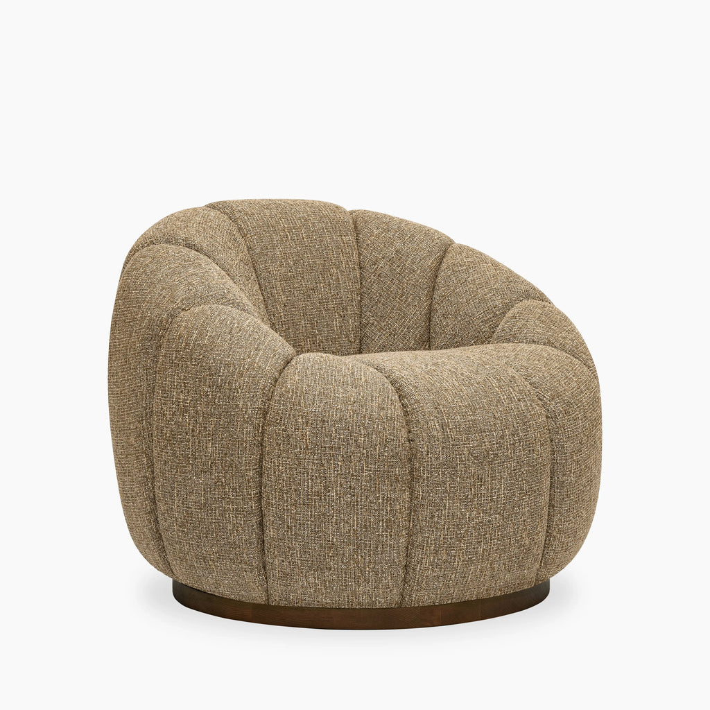 Ivy Swivel Armchair | Speckled Cappuccino Boucle & Walnut
