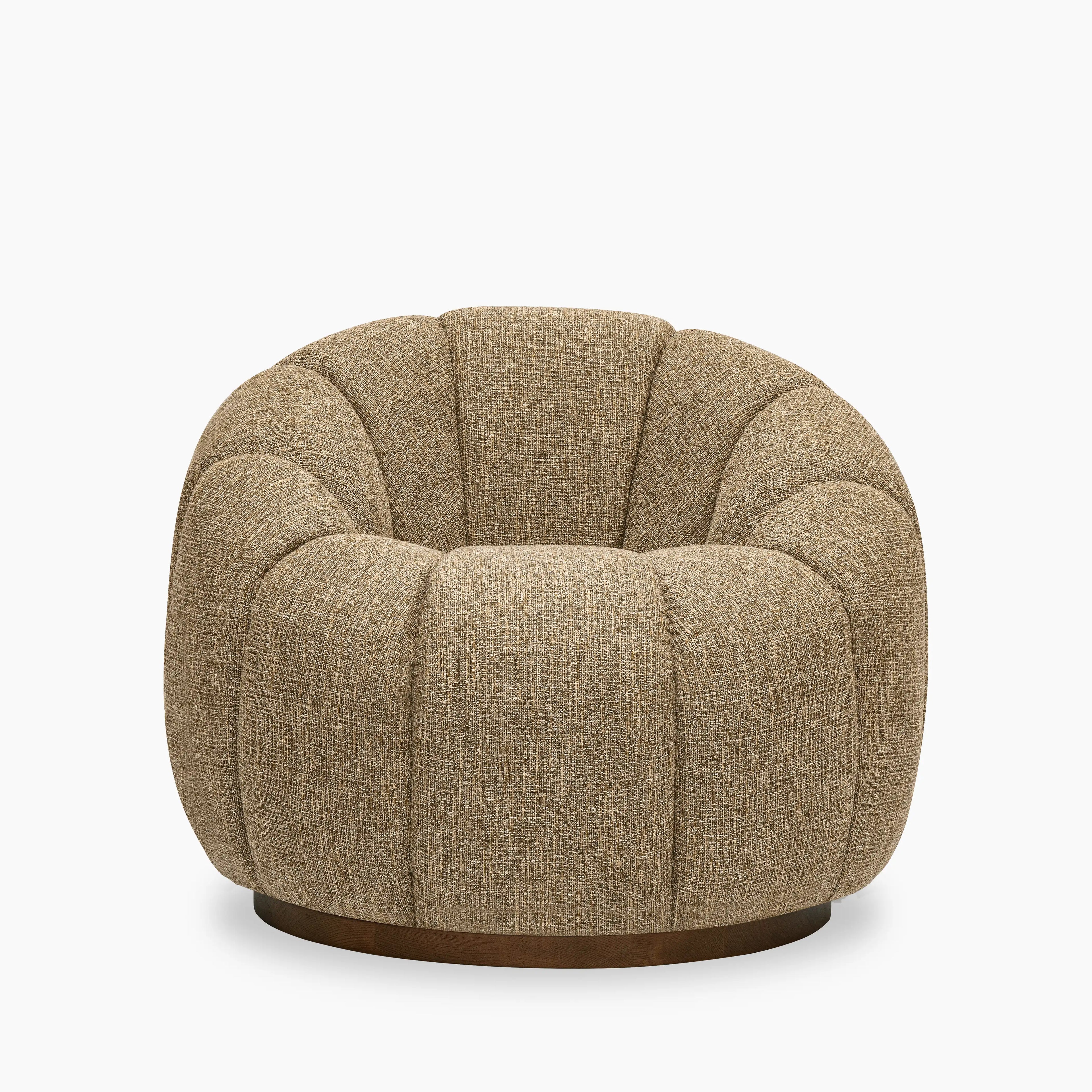 Ivy Swivel Armchair | Speckled Cappuccino Boucle & Walnut