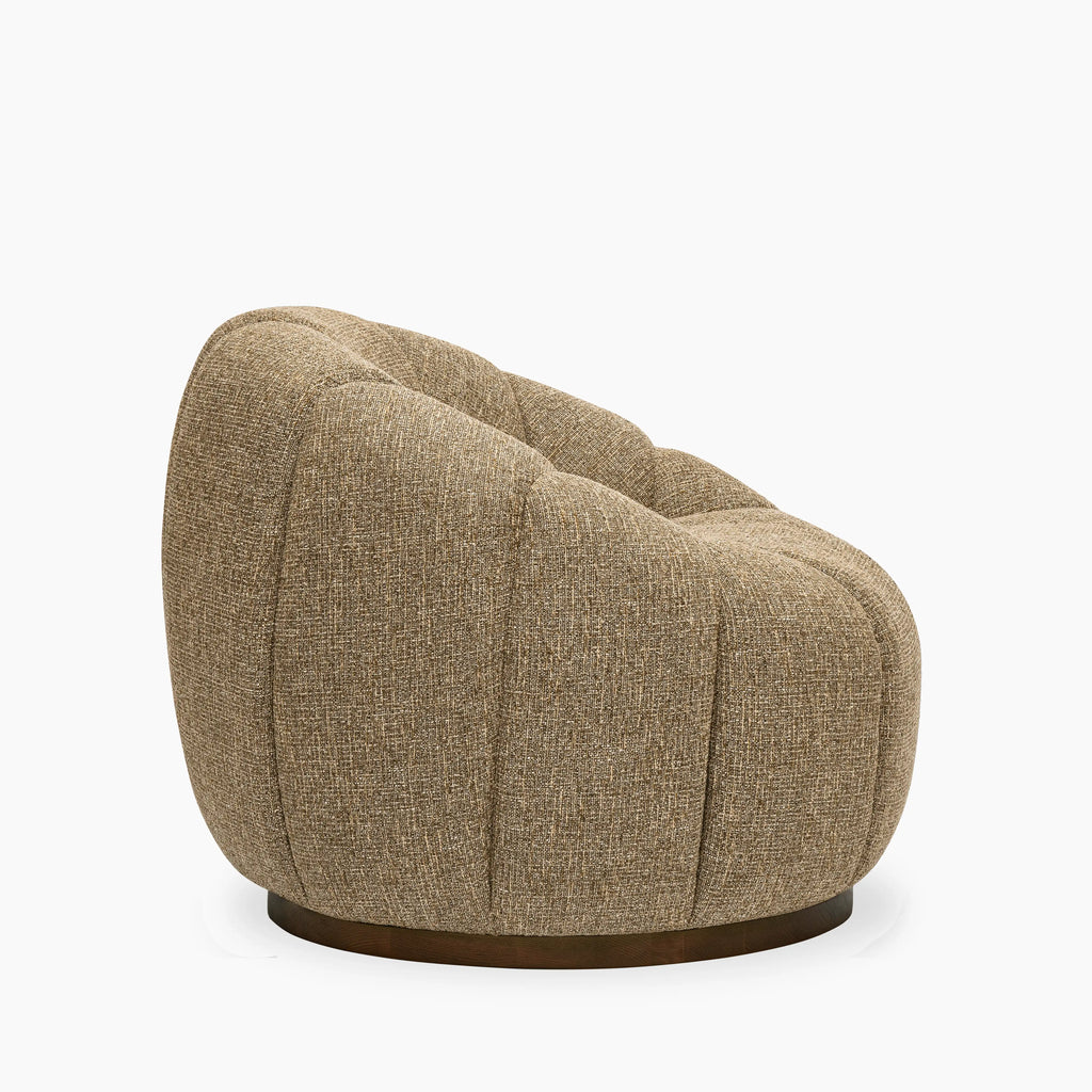 Ivy Swivel Armchair | Speckled Cappuccino Boucle & Walnut