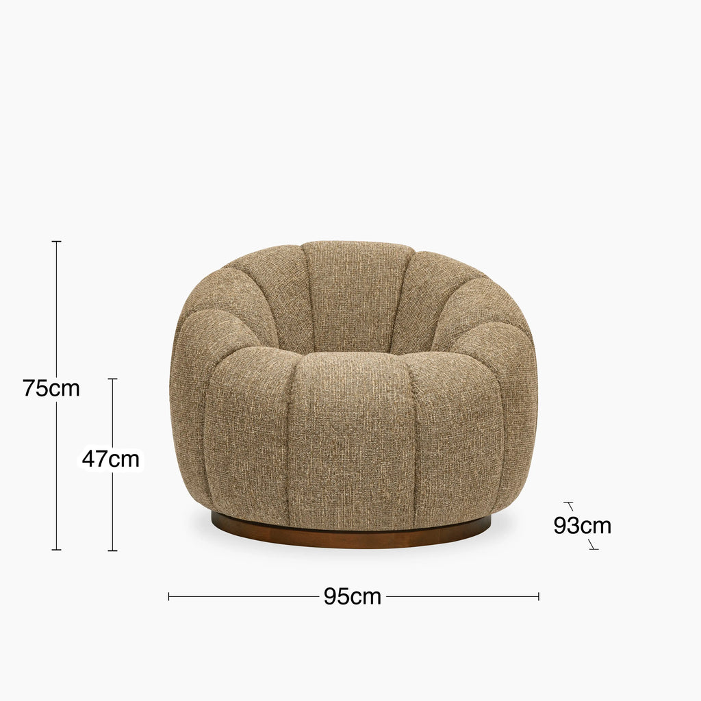 Ivy Swivel Armchair | Speckled Cappuccino Boucle & Walnut