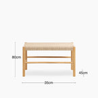 Alvin Wooden Bench | Natural Weave & Oak
