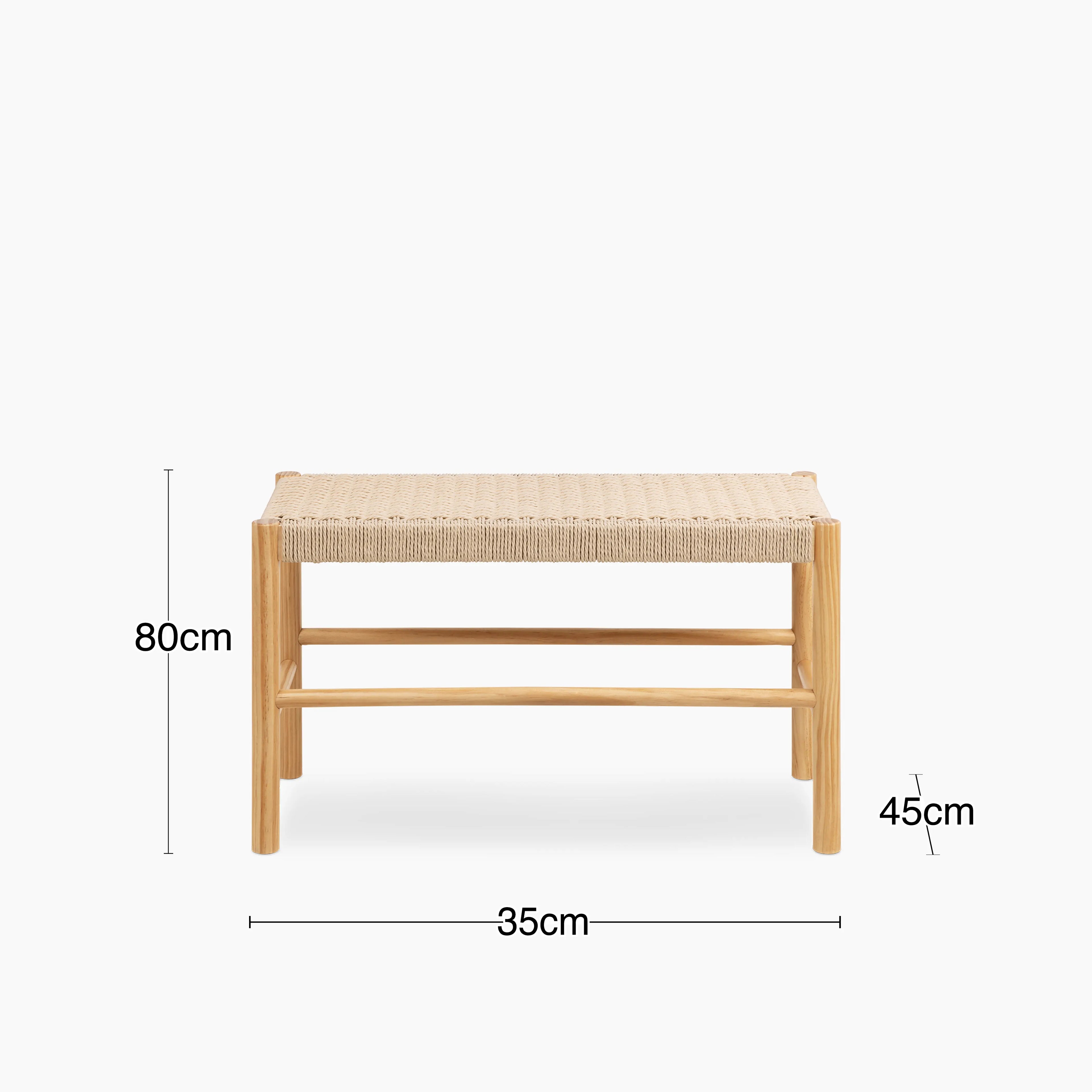 Alvin Wooden Bench | Natural Weave & Oak