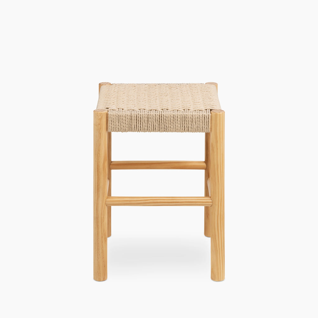 Alvin Wooden Low Stool | Natural Weave & Oak
