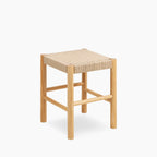Alvin Wooden Low Stool | Natural Weave & Oak