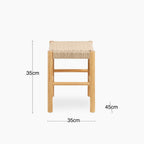 Alvin Wooden Low Stool | Natural Weave & Oak