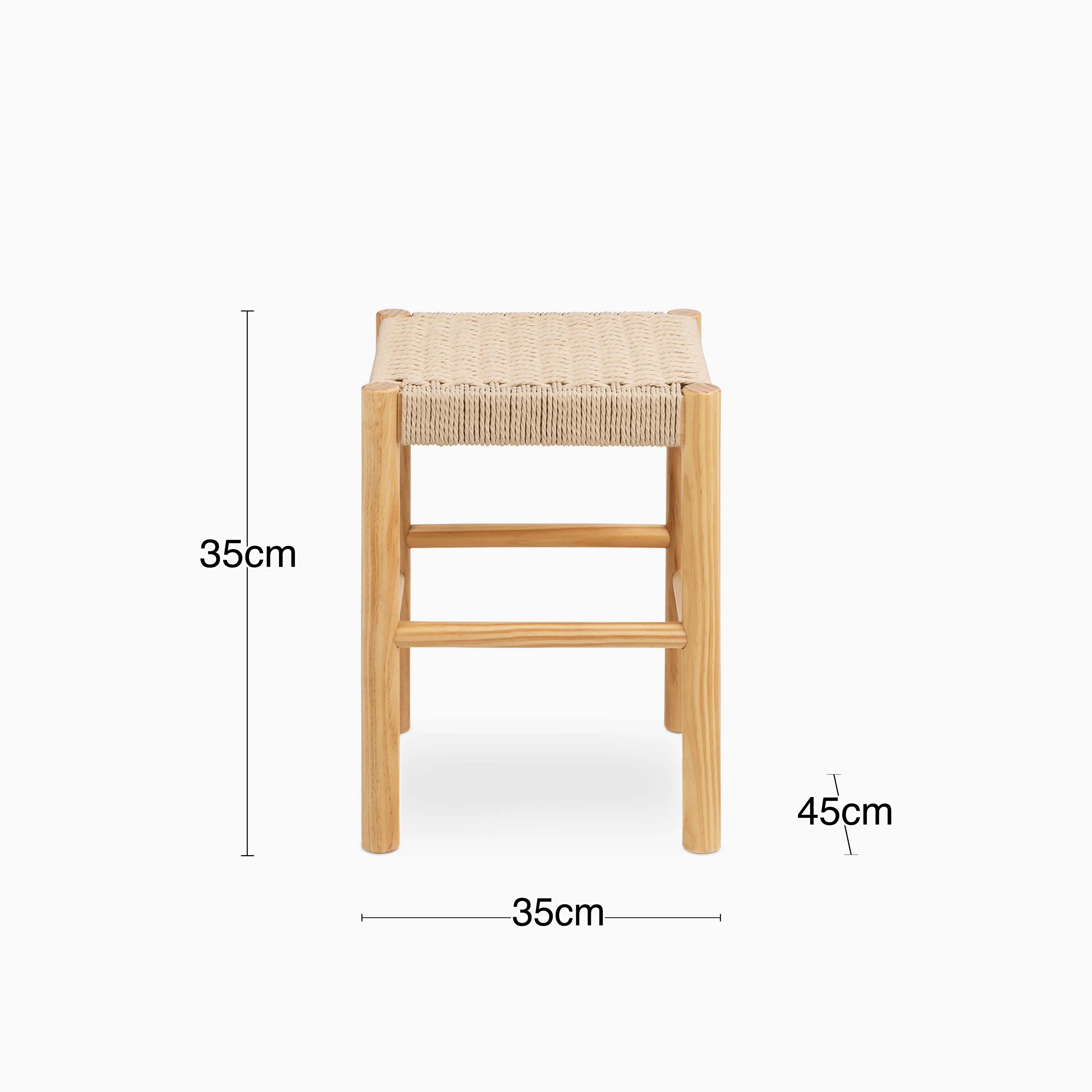 Alvin Wooden Low Stool | Natural Weave & Oak